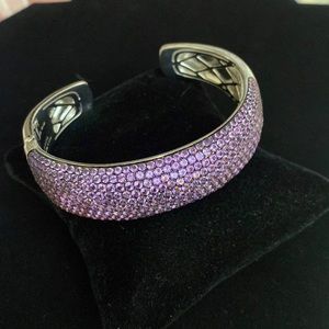 QVC Sterling Silver Pave 12.50 CTTW Amethyst hinged cuff